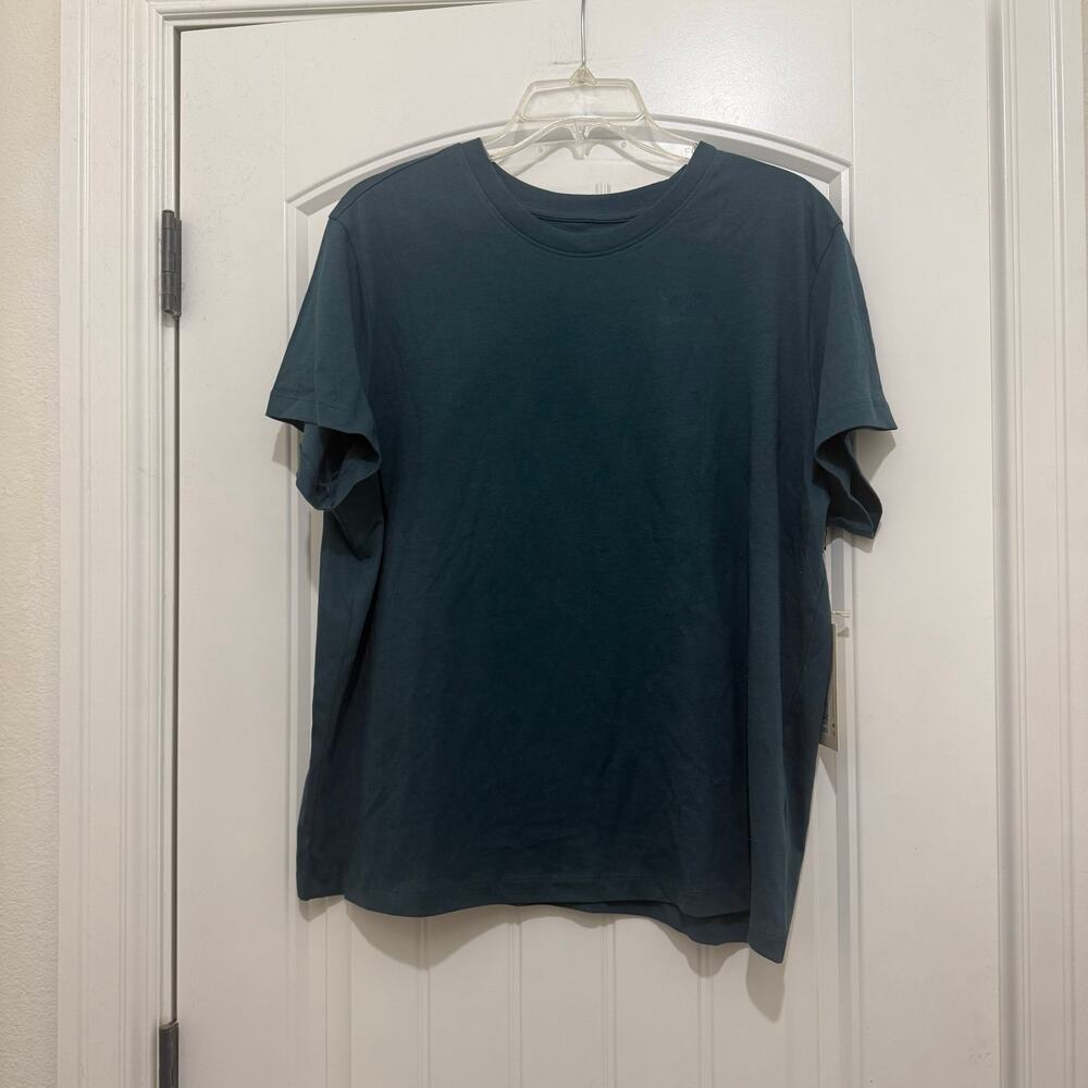 Pact Deep Aqua Blue Organic Cotton Crewneck Short Sleeve Tee Womens XL NEW NWT